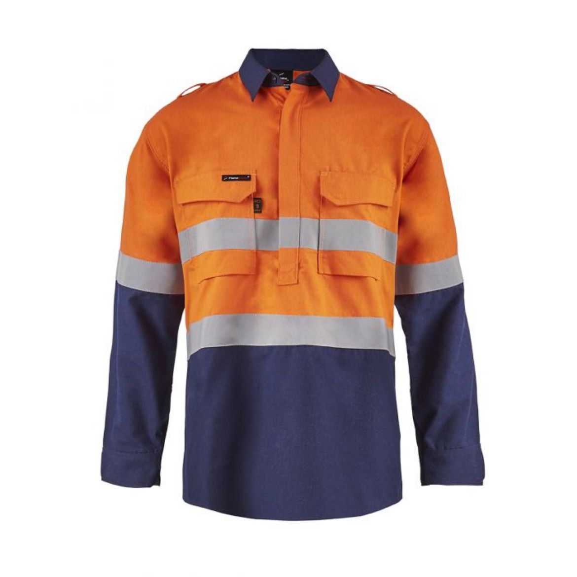 Picture of TORRENT HRC2 MENS HI VIS CLOSED FRONT SHIRT WITH GUSSET SLEEVES AND FR REFLECTIVE TAPE